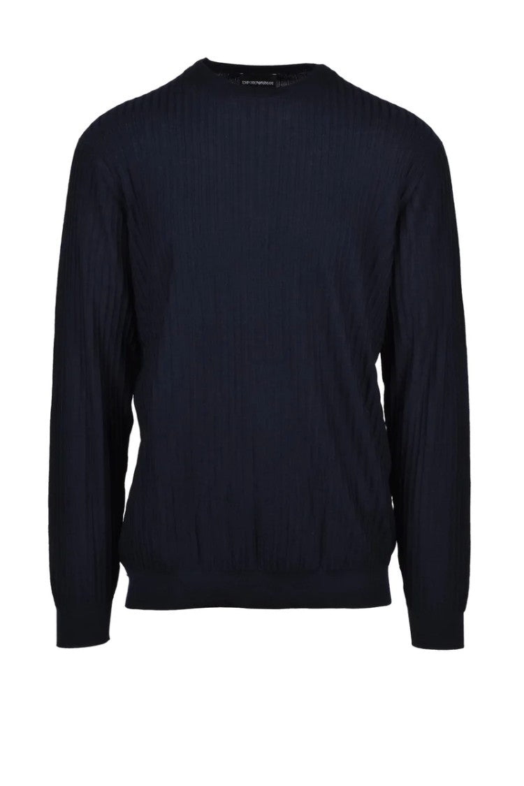 Emporio Armani Wool Crew Neck Sweater - Blue