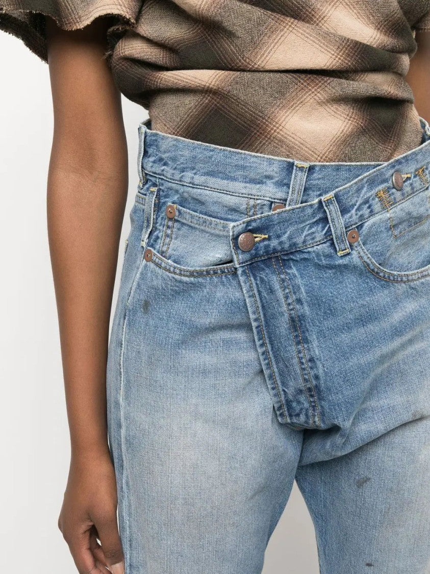 R13 Off-Centre Distressed Denim Trousers