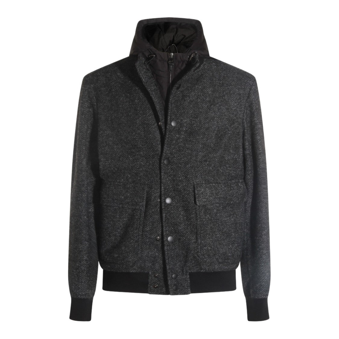 Canali Textured Dark Grey Herringbone Jacket