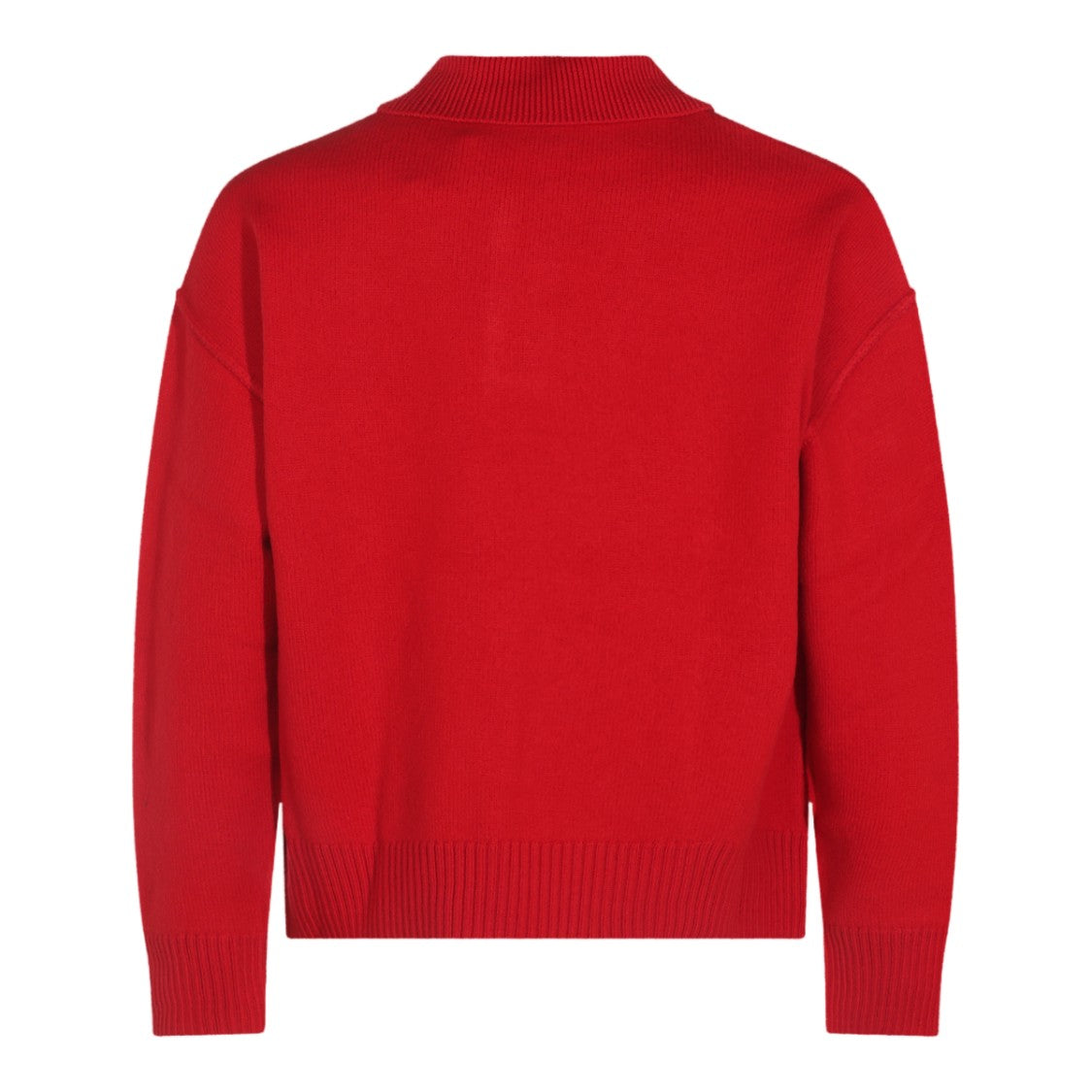 Ami Paris Polo Collar Sweater With Embroidered Heart Detail
