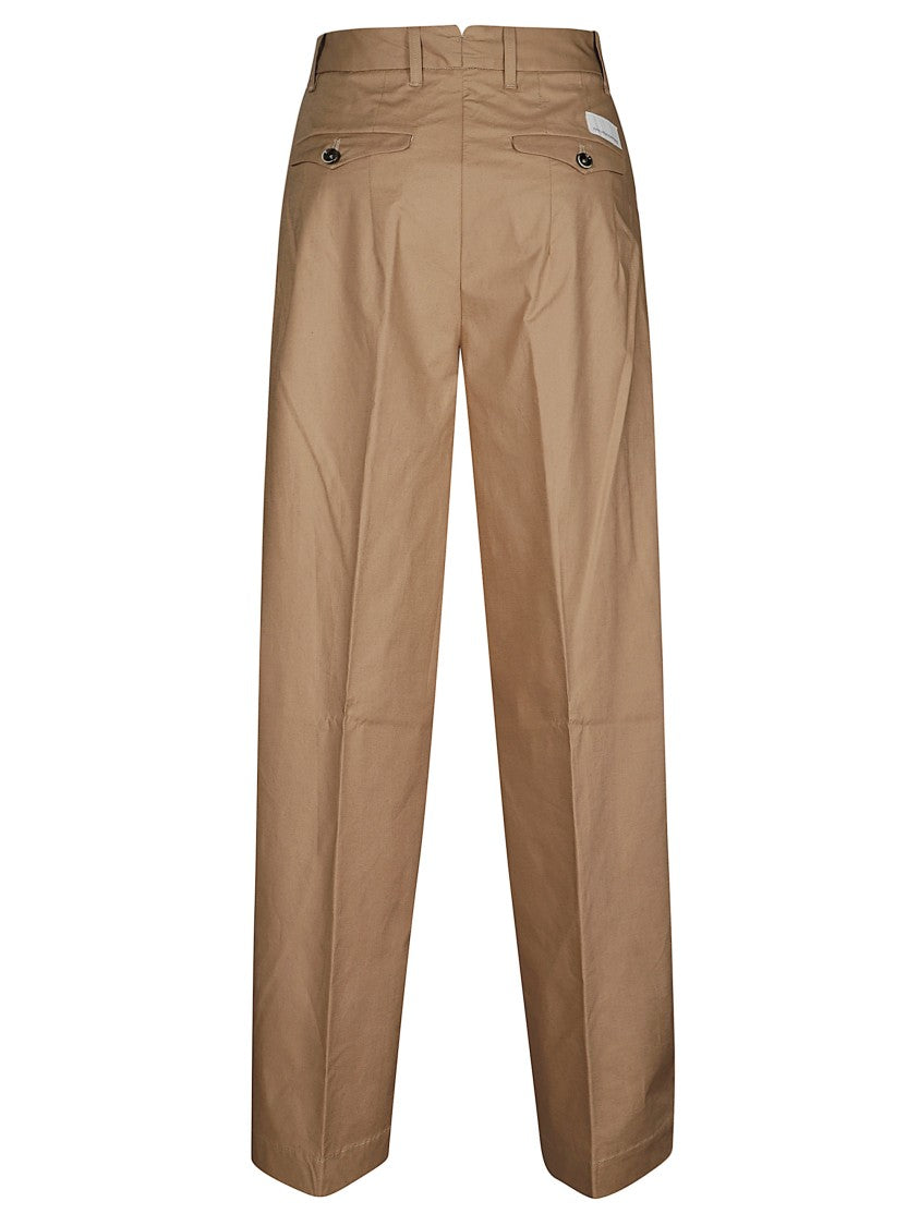 Nine In The Morning Beige Straight-Leg Pleated Logo Pants