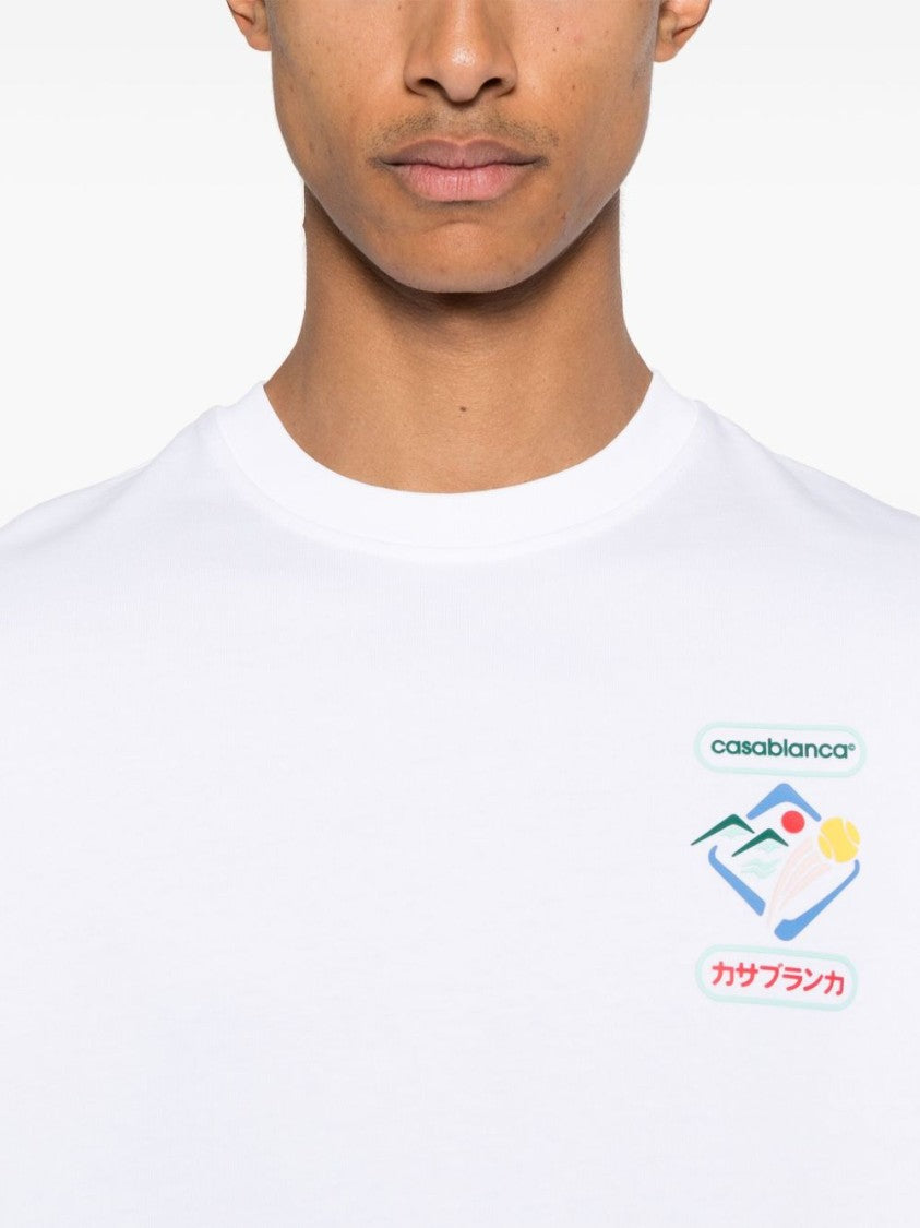 Casablanca Relaxed Fit White Cotton T-Shirt