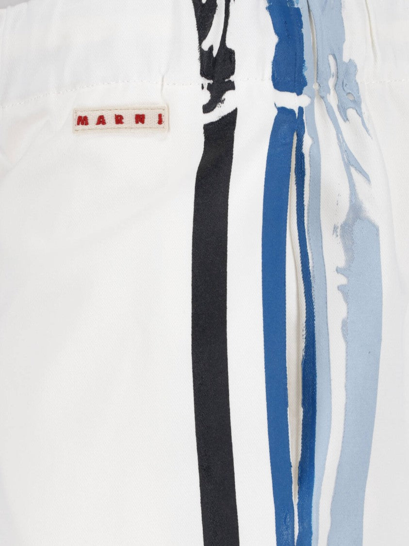 Marni White Brushstroke Stripe Poplin Pants