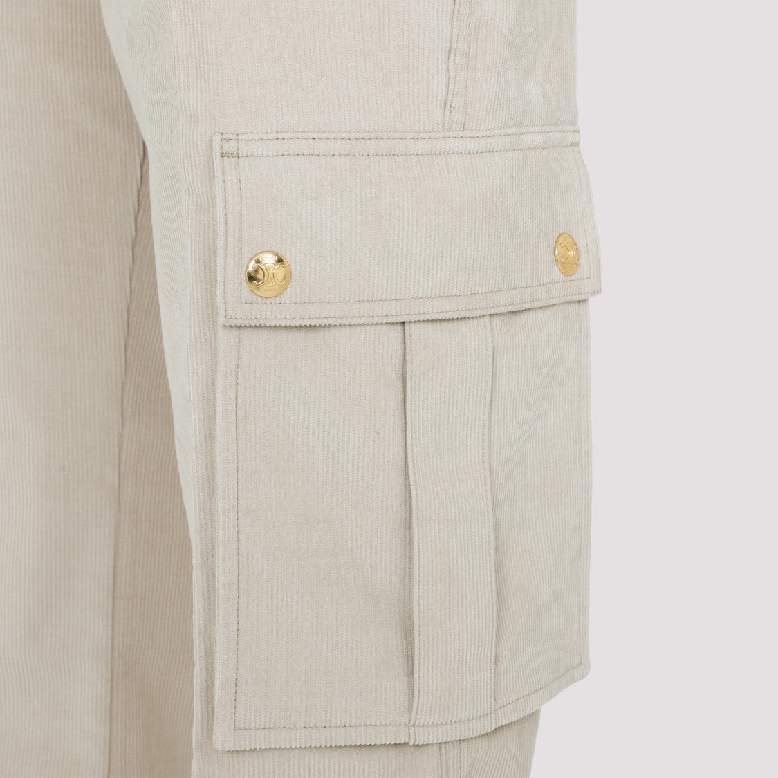 Celine Flared Beige Cotton Cargo Pants