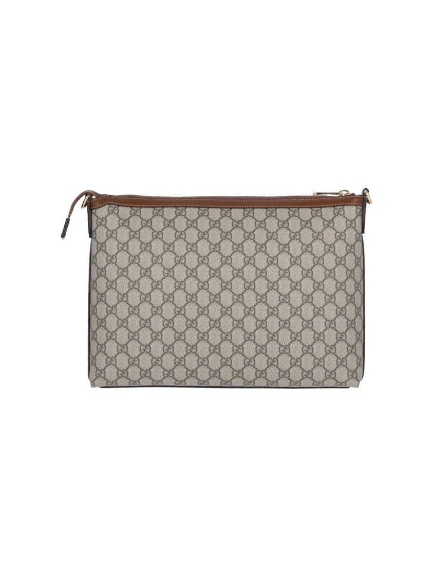 Gucci Gucci Jacquard 'Gg Supreme' Shoulder Bag With Leather Accents