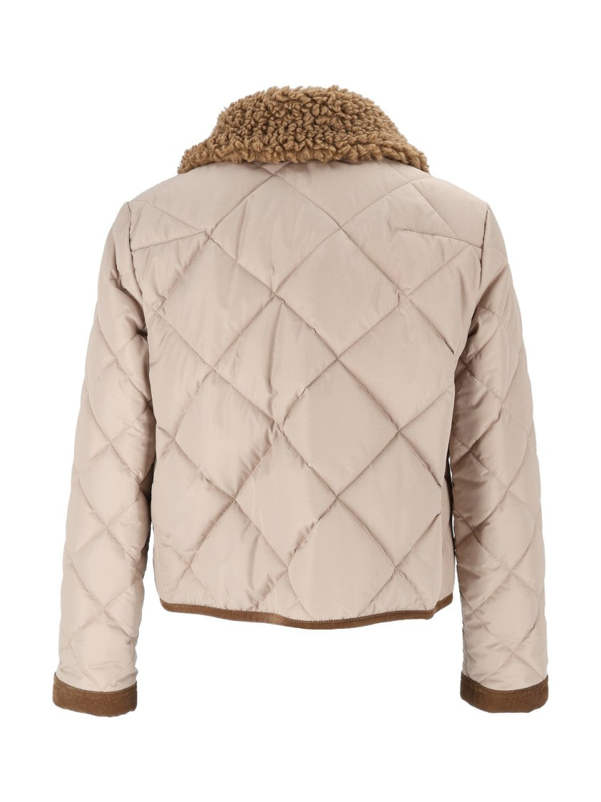 Fay Mini 3-Ganci Quilted Suede-Accent Jacket