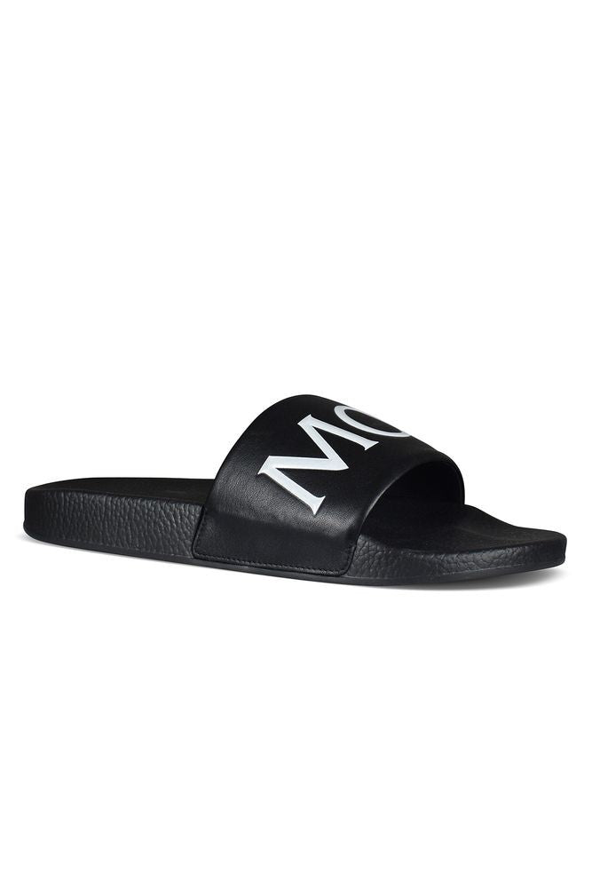 Moncler Black Slides With Iconic Logo Detail