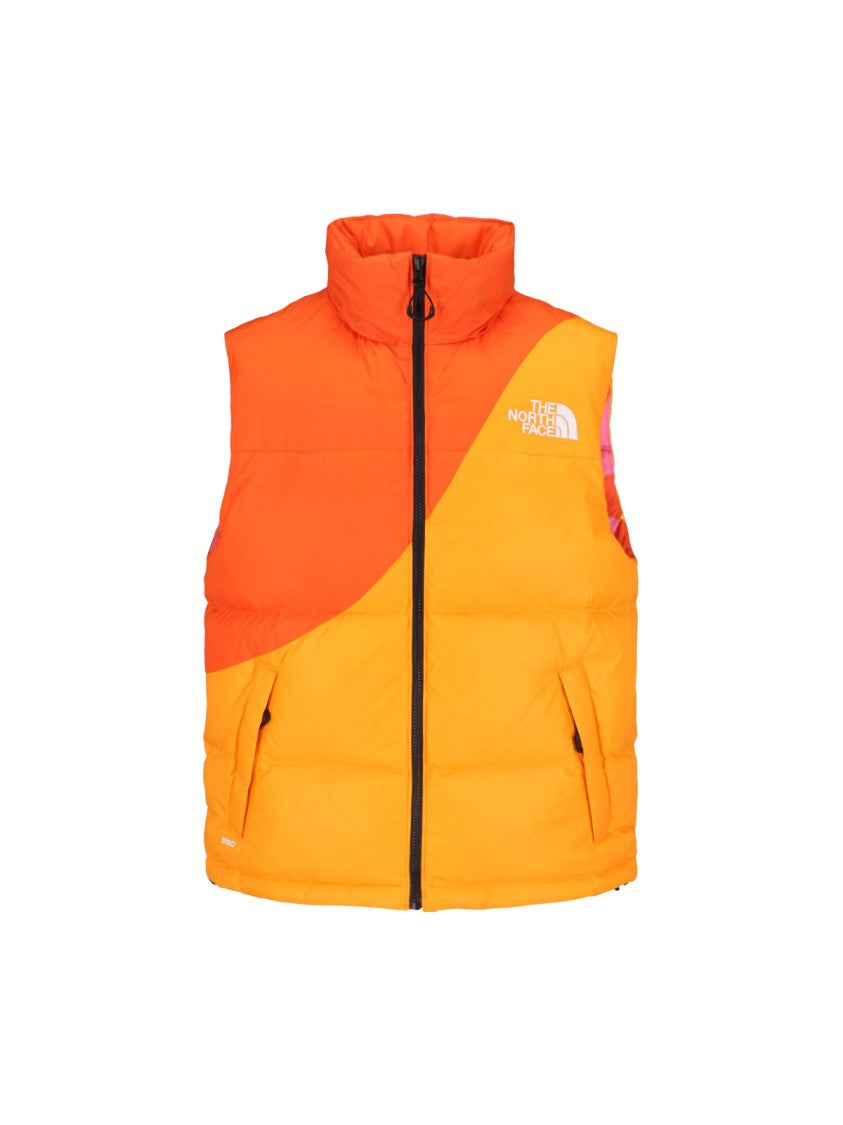 The North Face Two-Tone Padded Gilet In Orange And Yellow Nylon