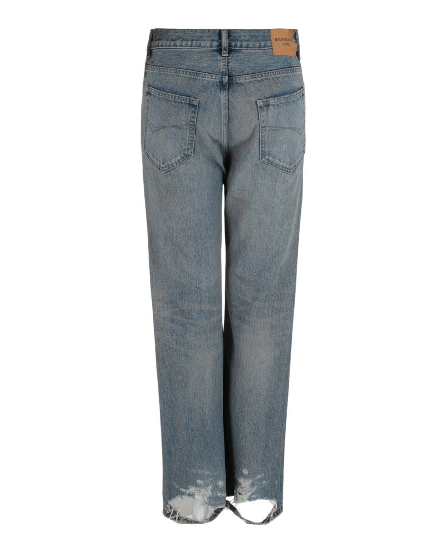 Balenciaga Organic Selvedge Flared Jeans With Distressed Hem And Five-Pocket Design
