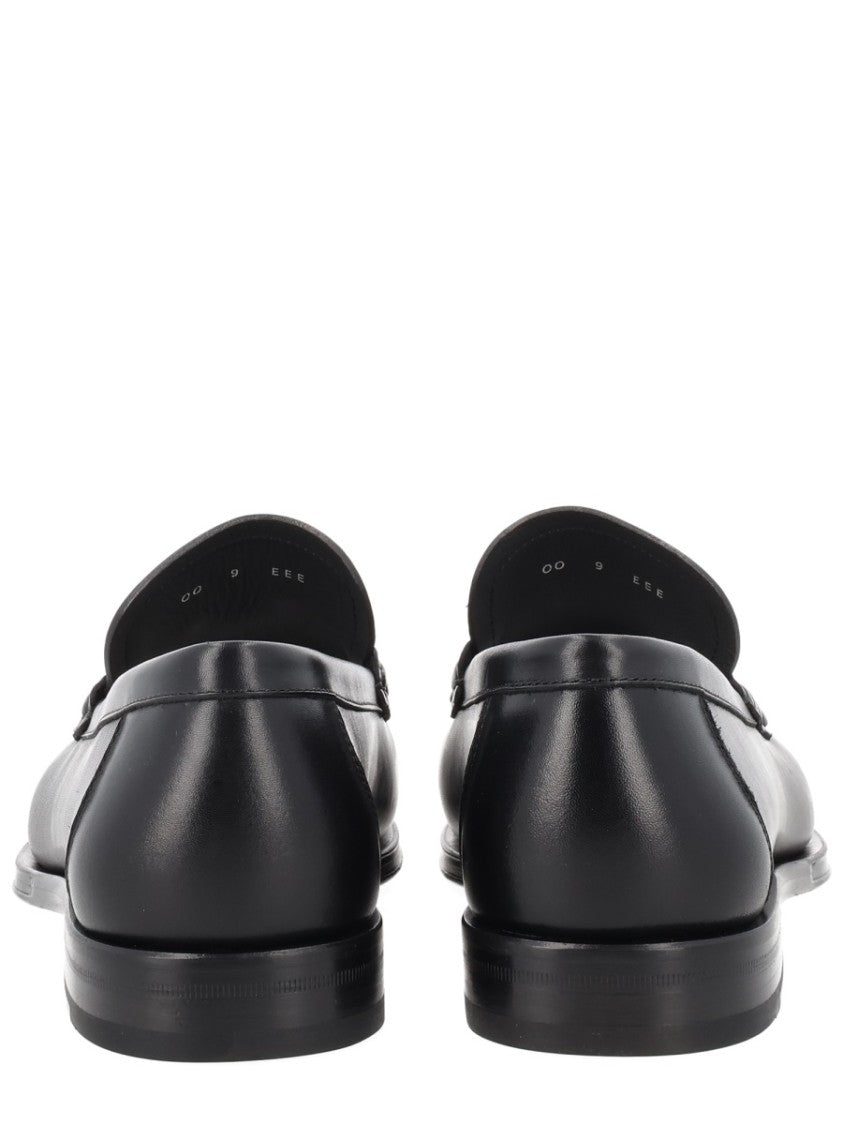 Ferragamo Black Gancini Smooth Calf Leather Loafers