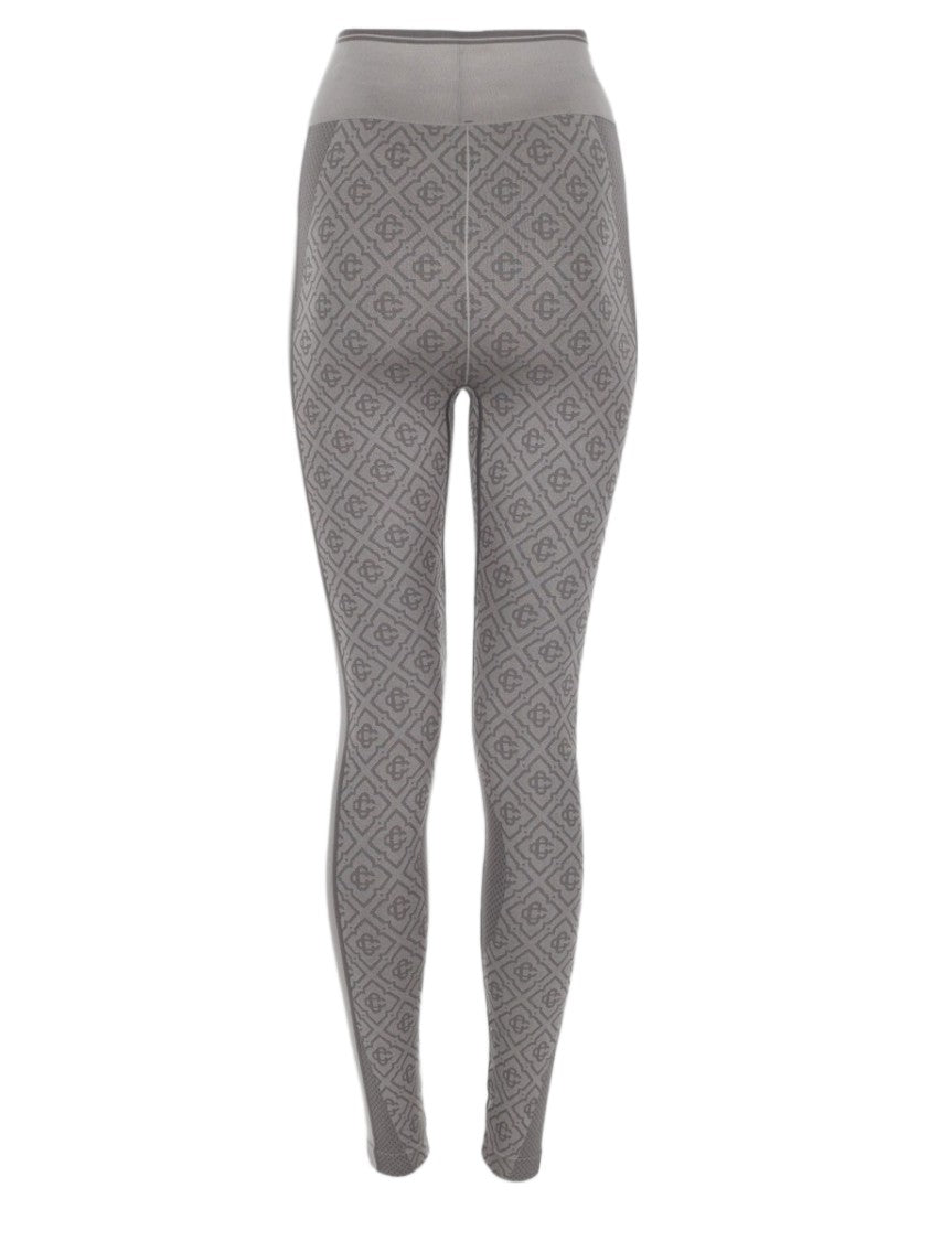 Casablanca Fitted Grey Trousers With Geometric Pattern And High Waistband