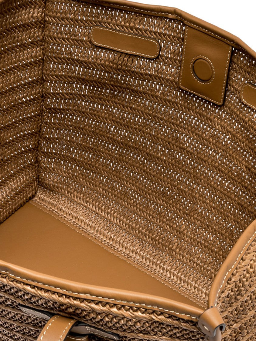 Gianni Chiarini Marcella Textured Striped Brown Woven Tote