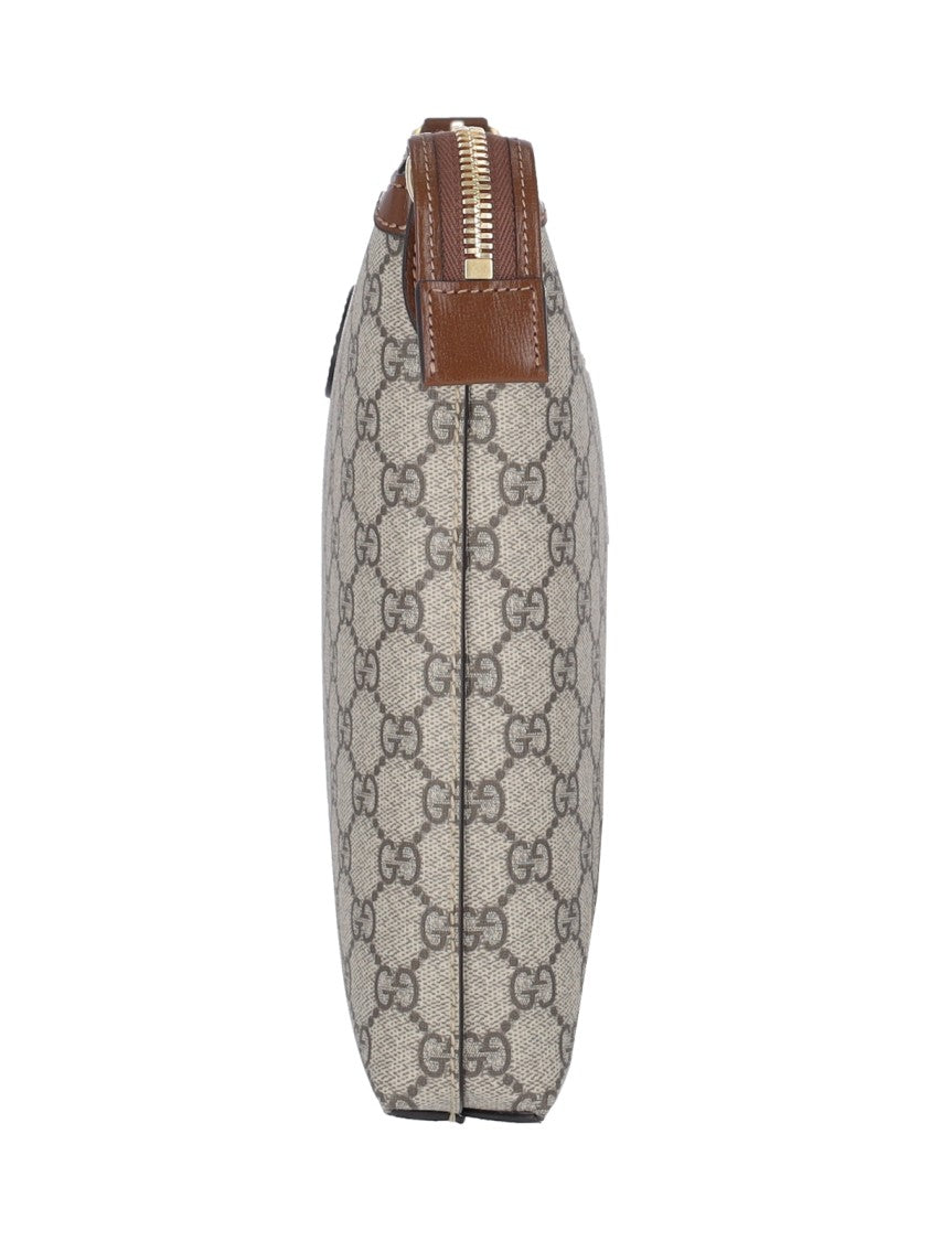 Gucci Gucci Jacquard 'Gg Supreme' Shoulder Bag With Leather Accents