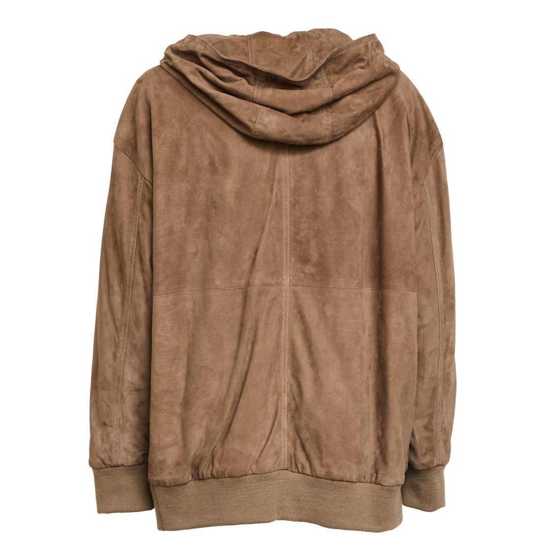 Max Mara Suede Bomber Jacket With Ribbed Knit Cuffs