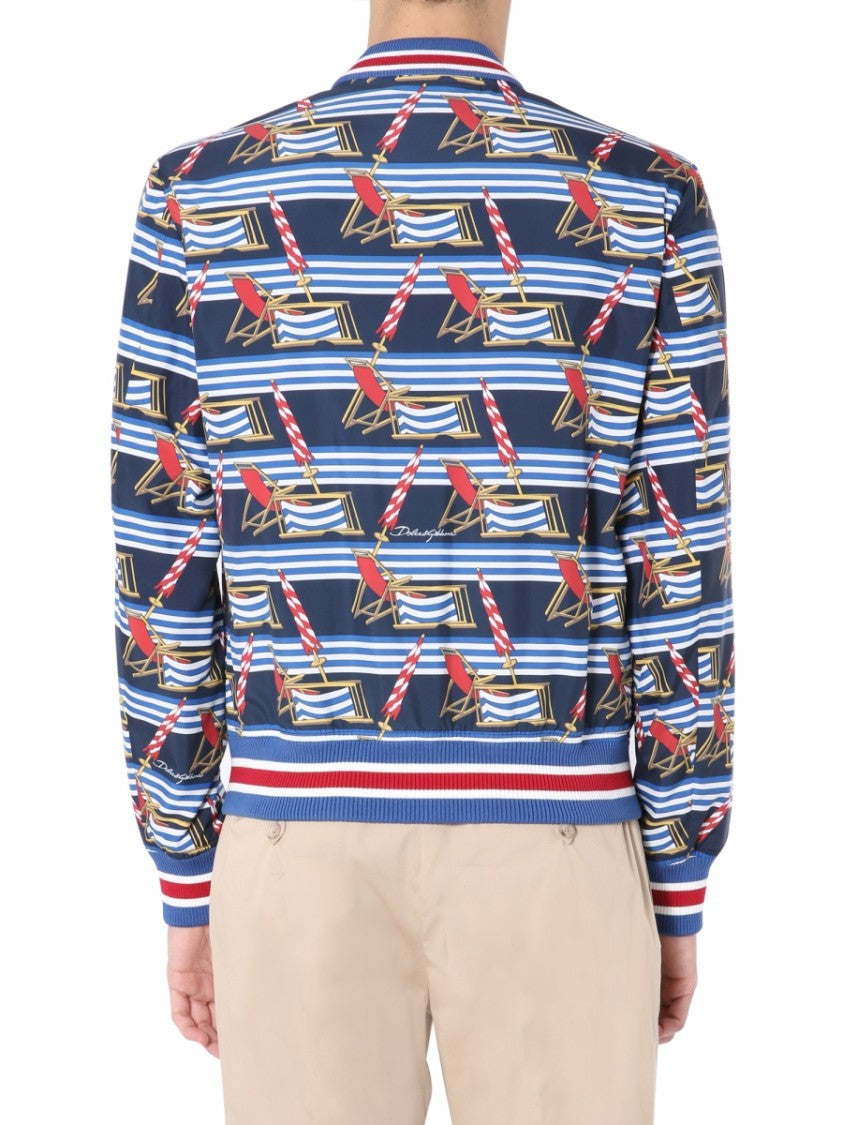 Dolce & Gabbana Navy Blue Bomber Jacket