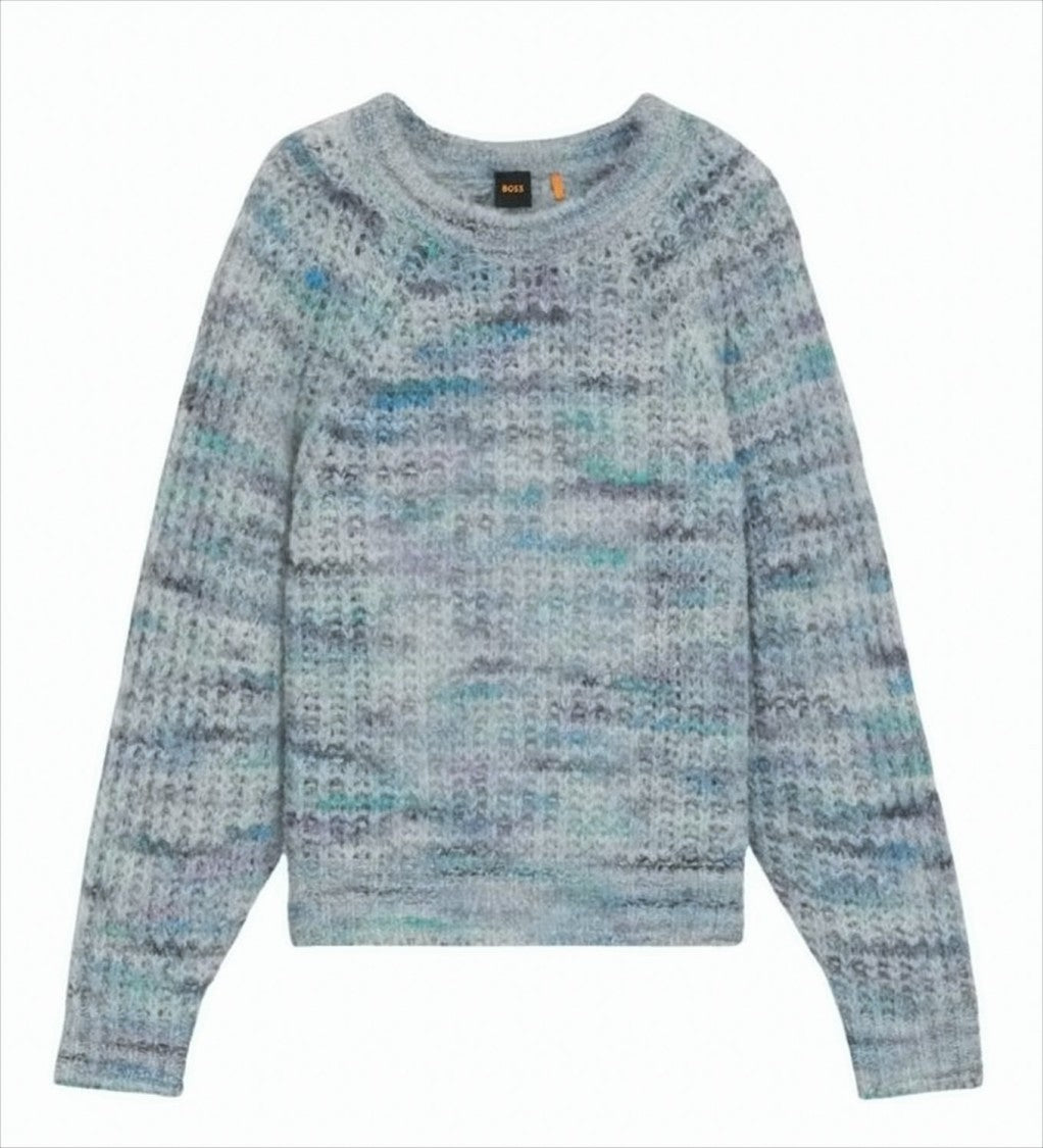 Boss Crew Neck Flame Sweater With Multicolored Yarns
