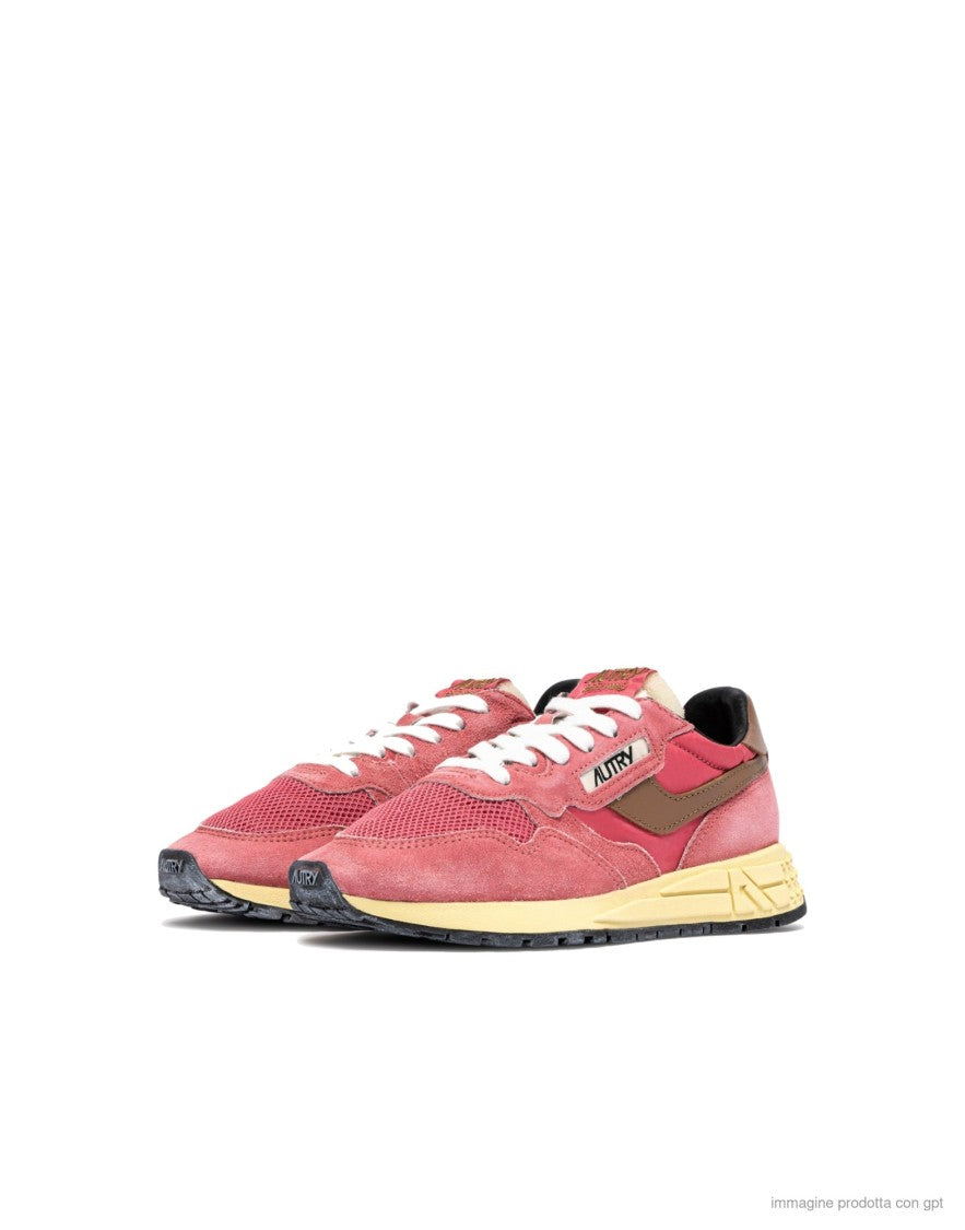 Autry Pink Nylon Suede Reelwind Sneakers