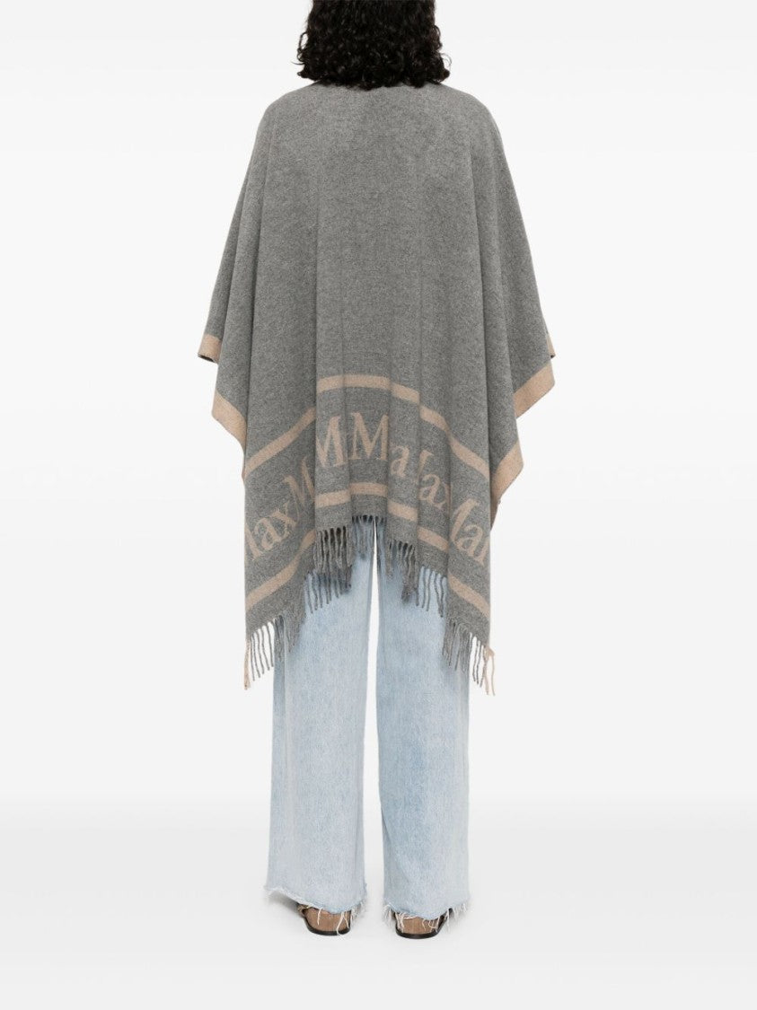 Max Mara Open-Front Grey Jacket With Fringed Edges