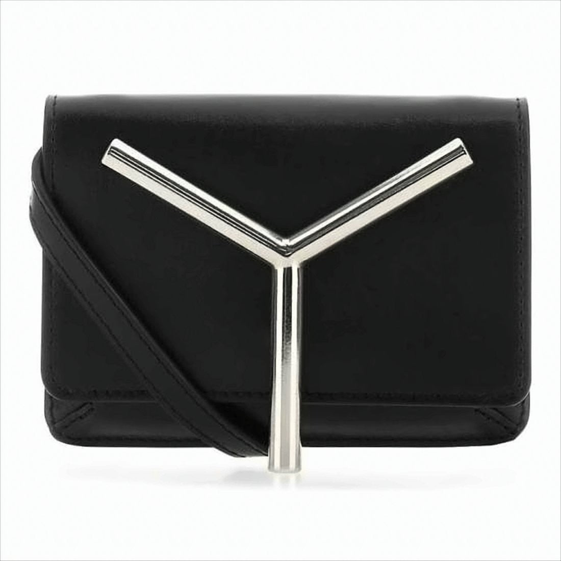 Y/Project Structured Black Leather Crossbody Bag