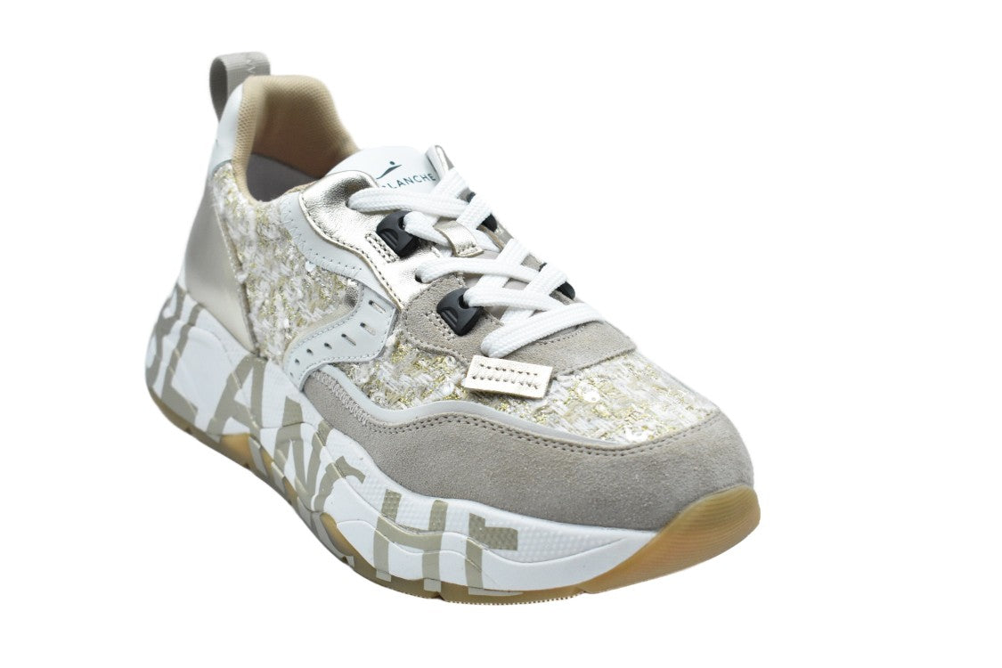 Voile Blanche Beige Low Sneakers With Suede