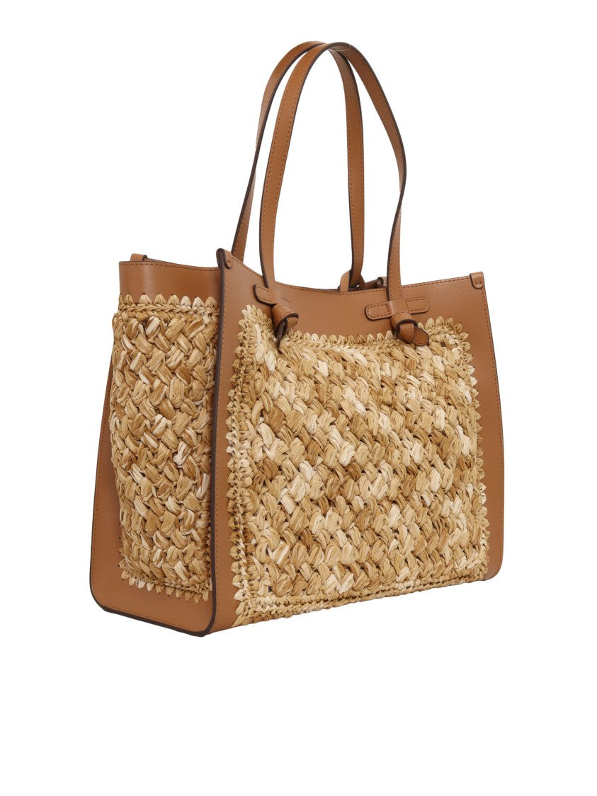Gianni Chiarini Woven Texture Tote Bag With Leather Accents