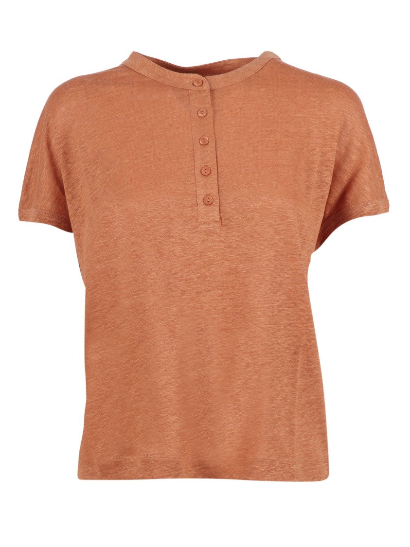 Kangra Cashmere Lightweight Linen Button Serafino Top