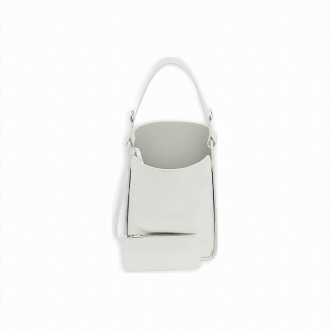 Balenciaga Structured White Leather Shoulder Bag With Detachable Pouch