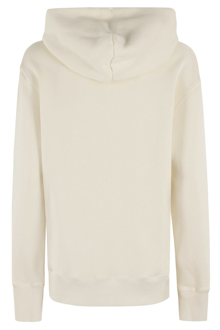 Autry Relaxed-Fit Cream Hoodie With Adjustable Drawstring Hood