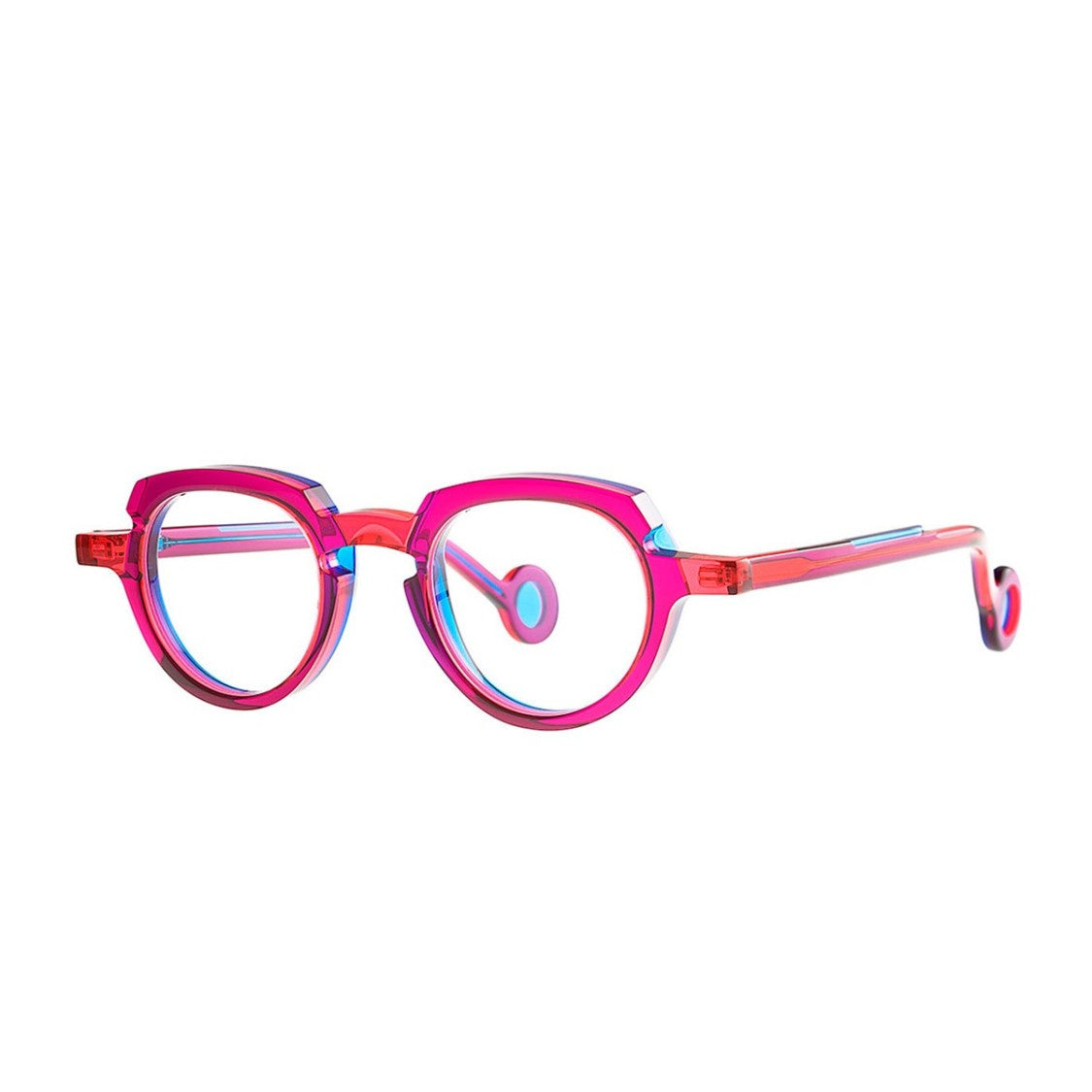 Theo Eyewear Red Pink Andy Acetate Sunglasses