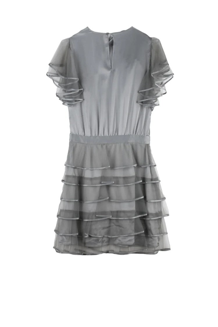 Elisabetta Franchi Satin Dress Tulle Skirt - Grey