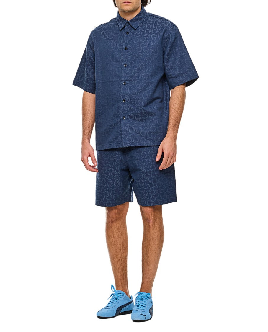Givenchy Mid-Thigh Relaxed Fit Denim Monogram Shorts