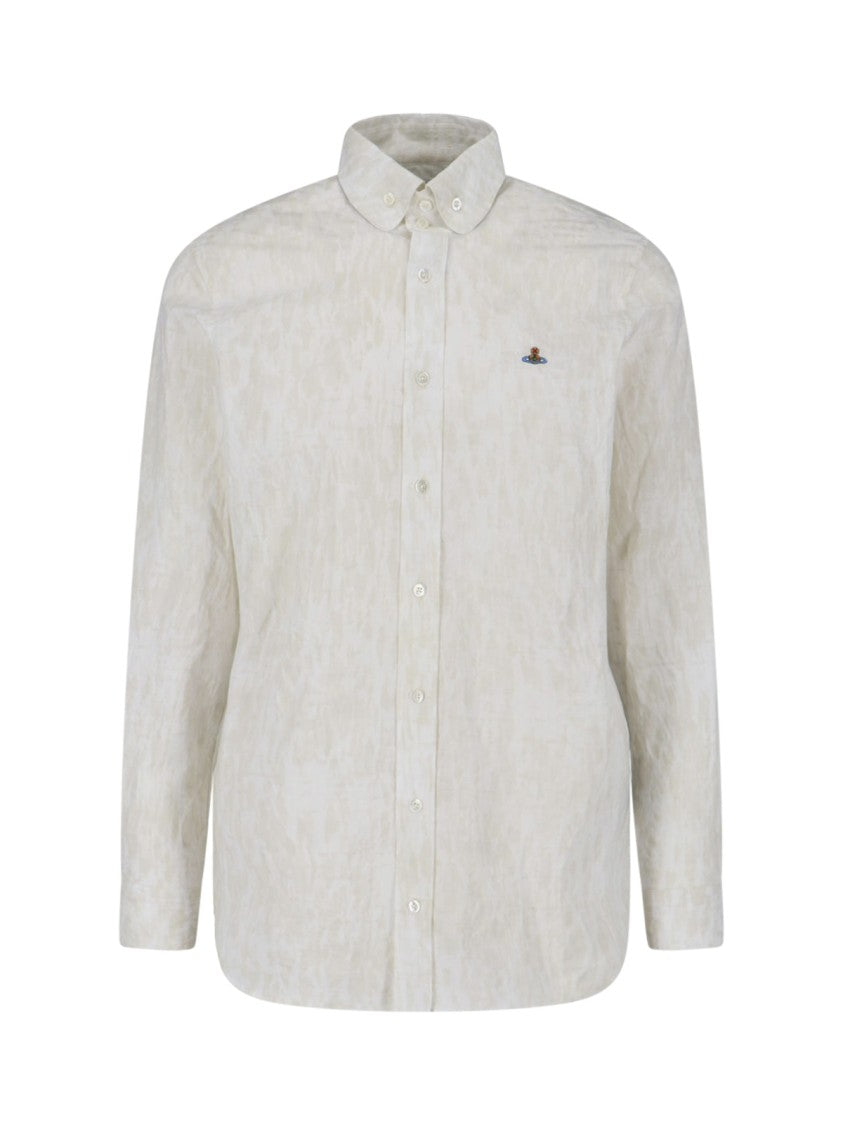 Vivienne Westwood White Orb Cotton Blend Casual Shirt