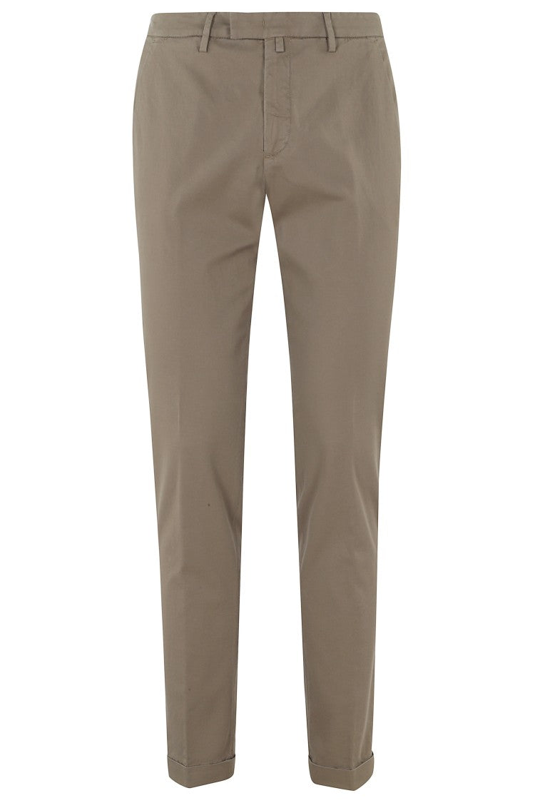 Briglia Moss Green Side Slanted Belt Loops Cotton-Blend Straight-Leg Pants