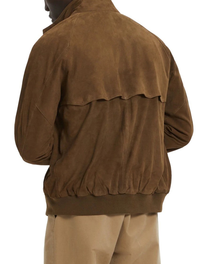 Baracuta Brown Suede Bomber Jacket With Tartan Lining
