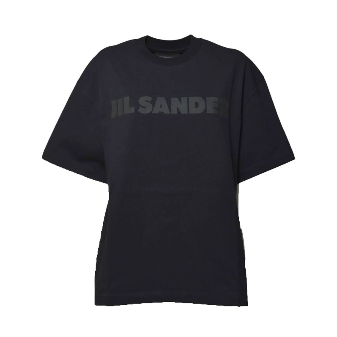 Jil Sander Black Cotton T-Shirt With Tone-On-Tone Logo