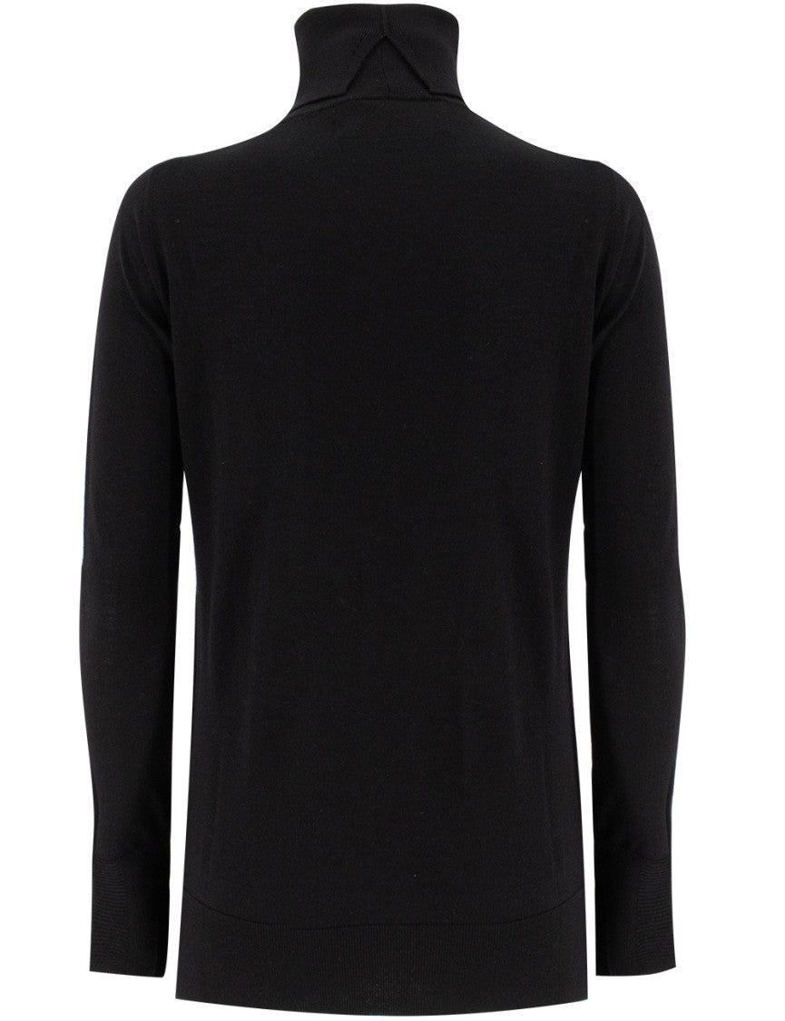 Ermanno Scervino Turtleneck Wool Jumper With Floral Lace Detail