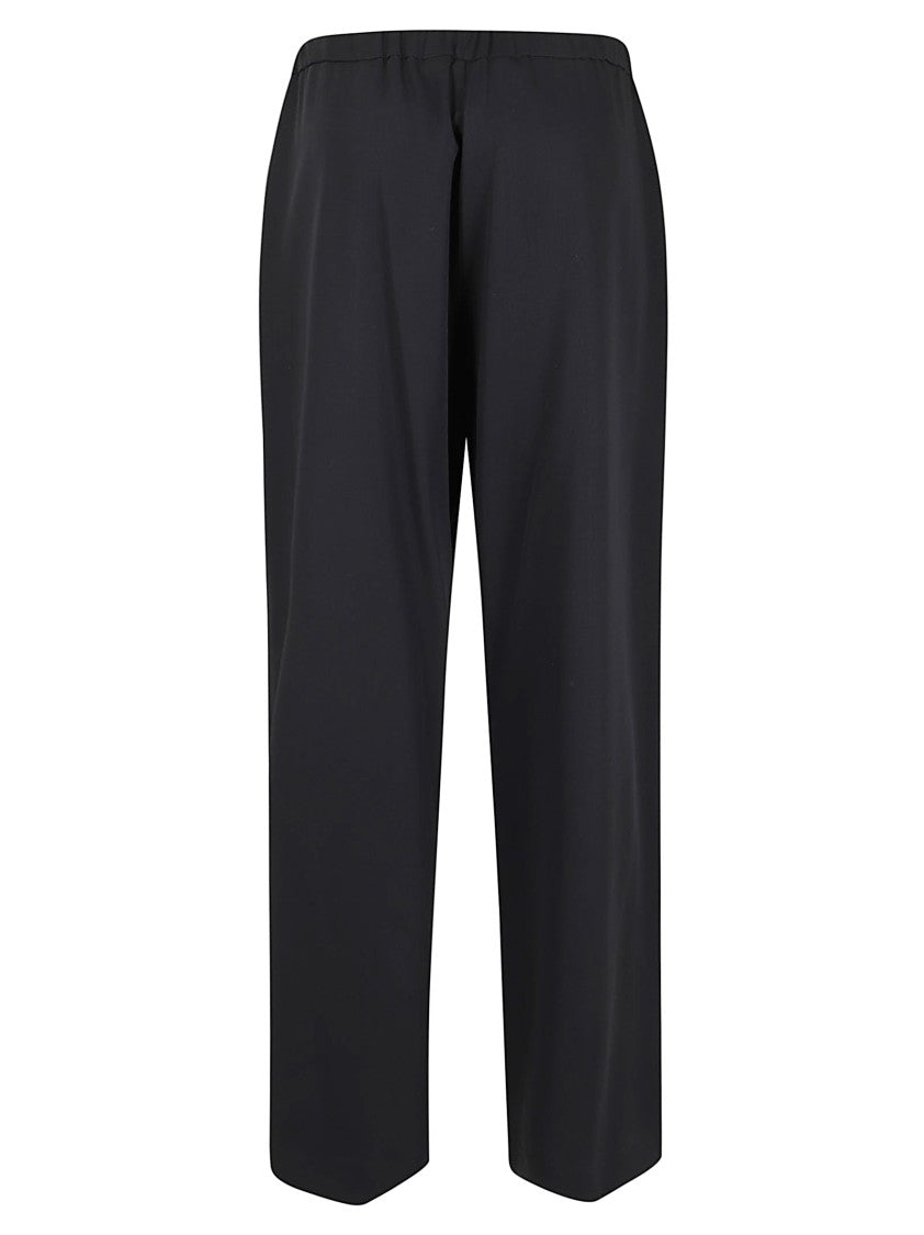 Max Mara Cropped Black Trousers With Adjustable Drawstring And Elegant Metal Details