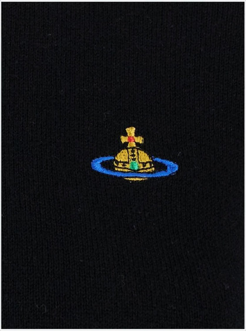 Vivienne Westwood Fitted Short Puff Sleeve Sweater With Embroidered Emblem