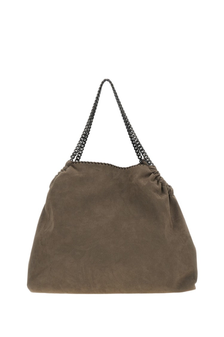 Stella Mccartney Grey Falabella Drawstring Large Suede Shoulder Bag
