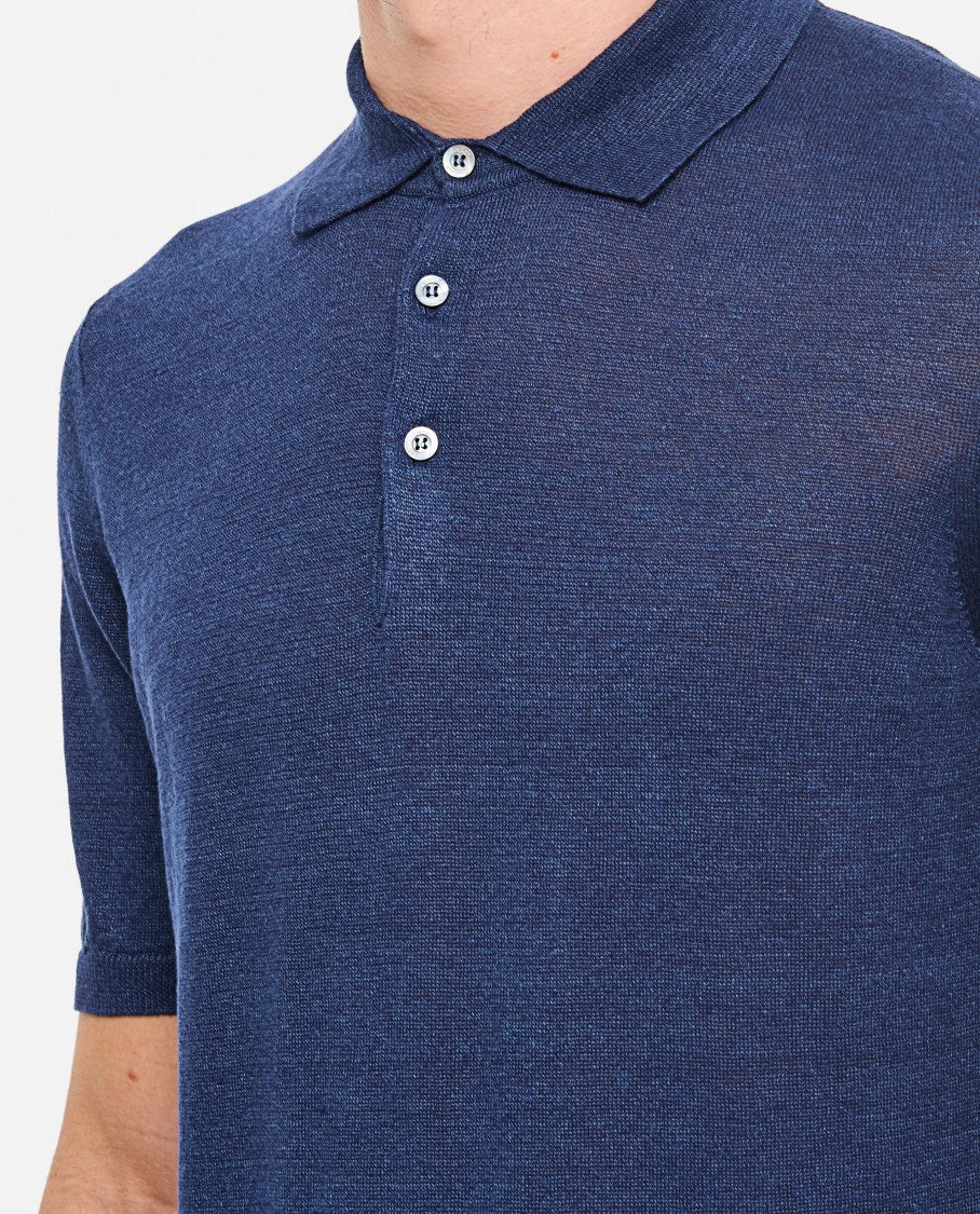 Drumohr Relaxed-Fit Blue Polo Shirt With Classic Collar