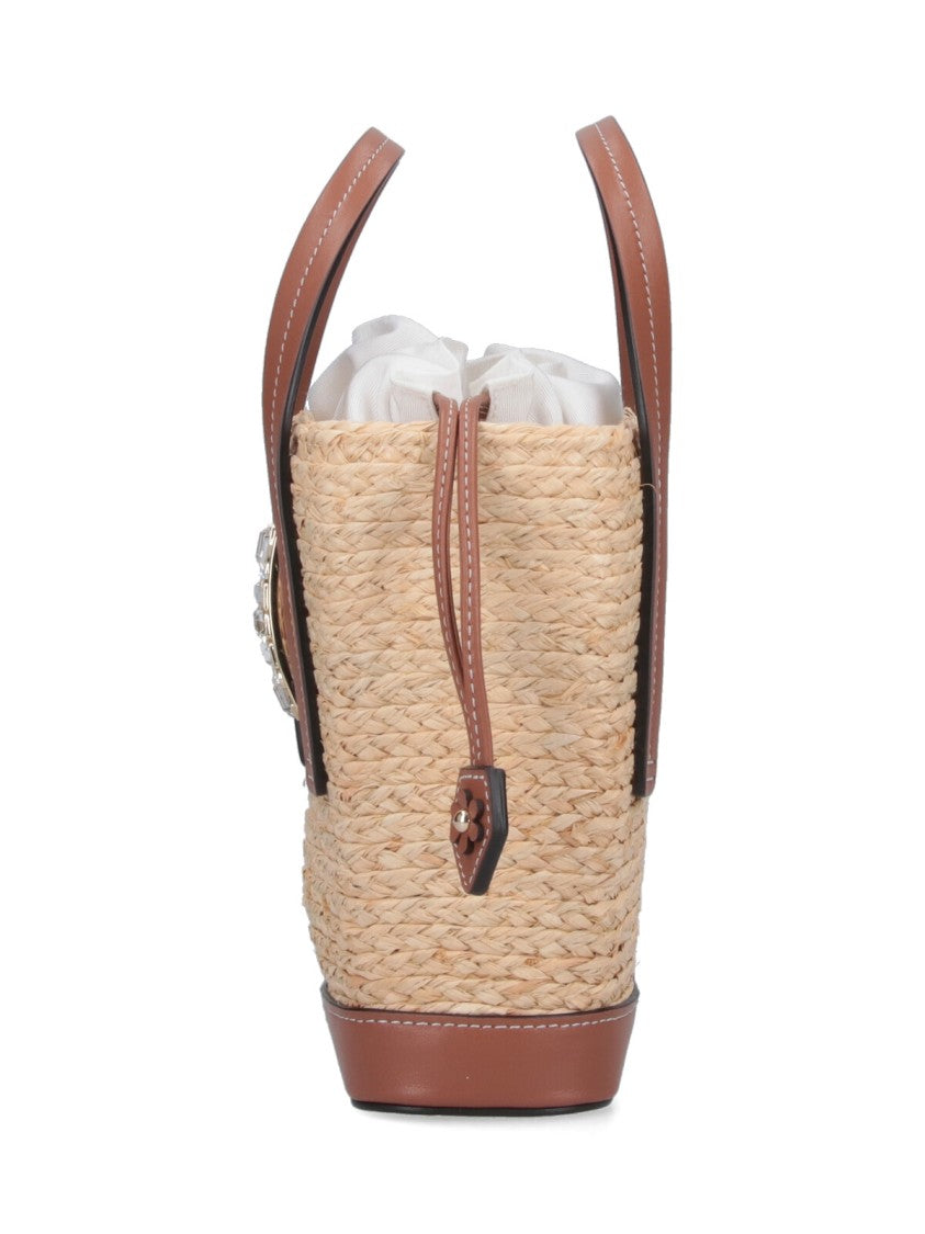 Roger Vivier Mini Shoulder Bag With Raffia Body