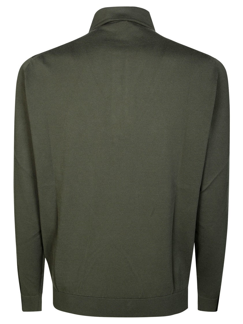 Filippo De Laurentiis French Collar Fitted Ribbed Knit Polo Shirt