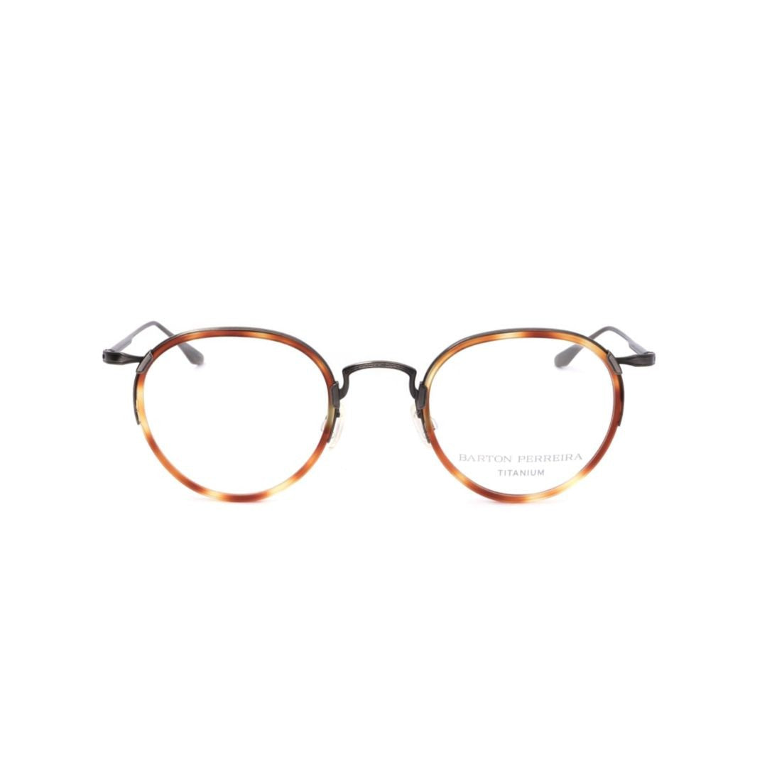 Barton Perreira Bp5001 490Zx Round Tortoiseshell Patterned Eyeglasses With Matte Metal Temples