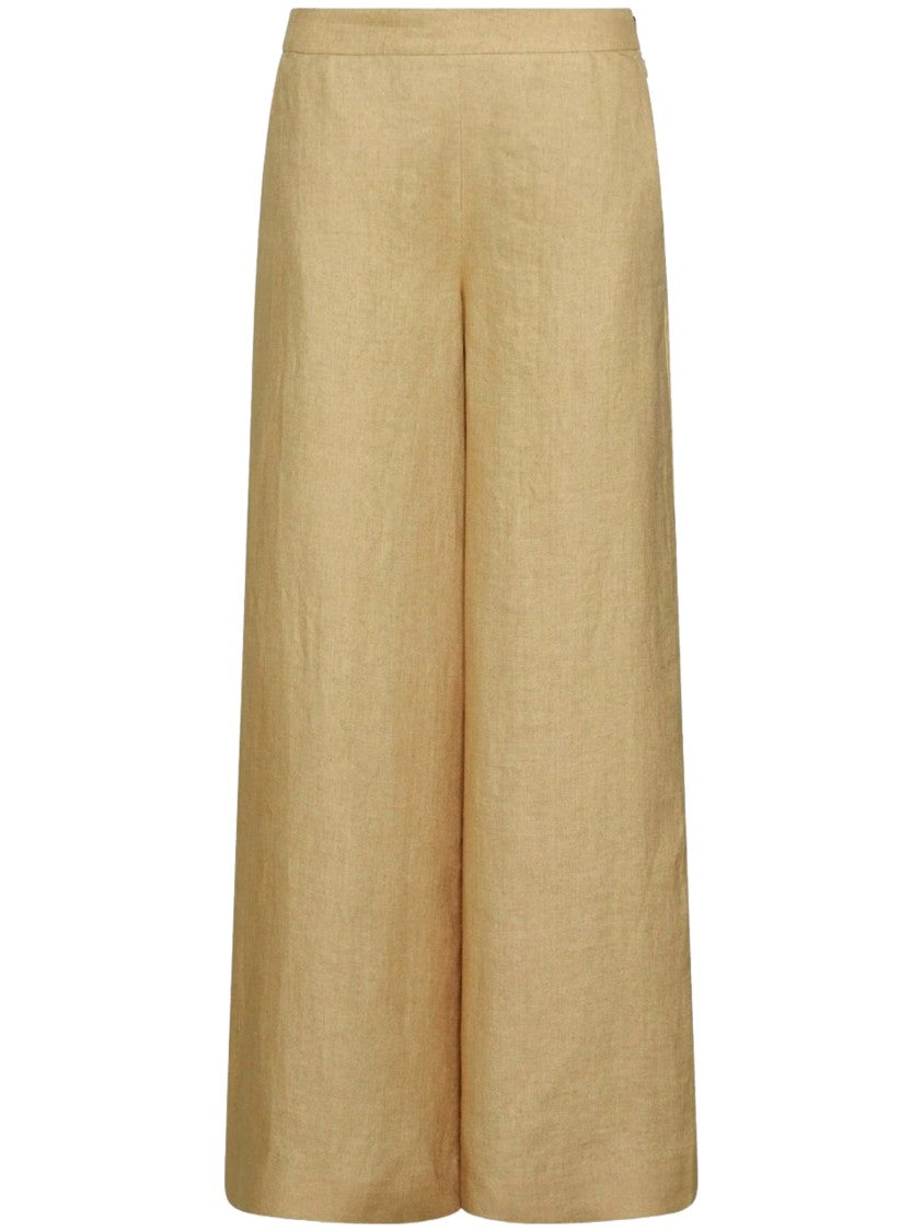 Marella Neutral Mllottelia Wide-Leg High Linen Pants
