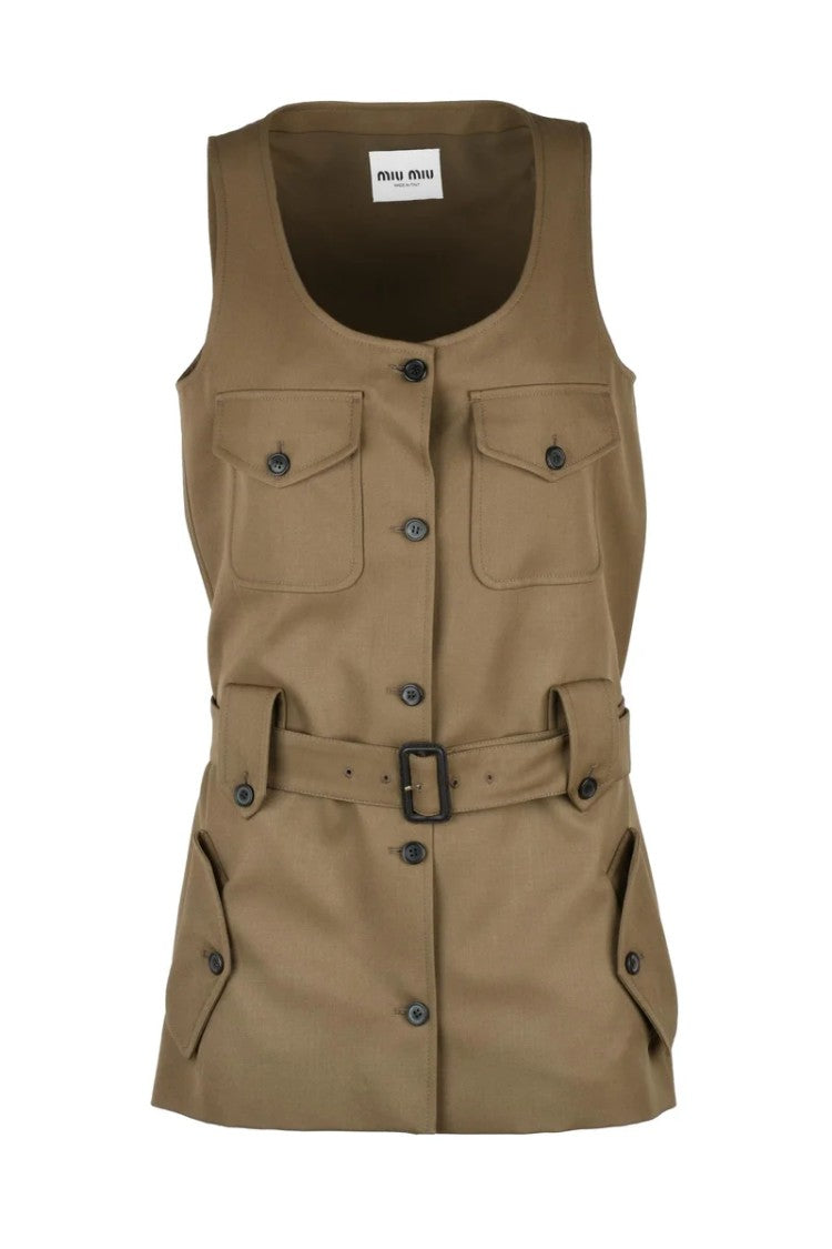 Miu Miu Short Dress - Khaki