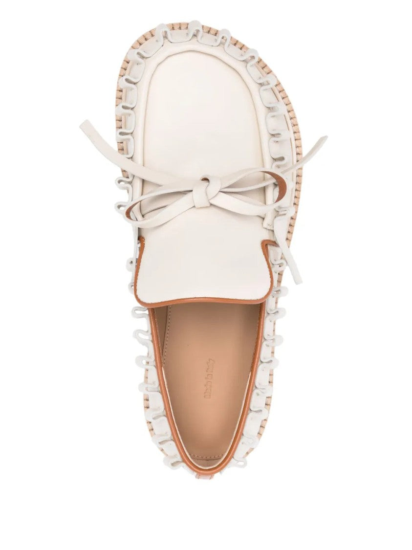 J. W. Anderson Ecru Bow-Detail Leather Loafers