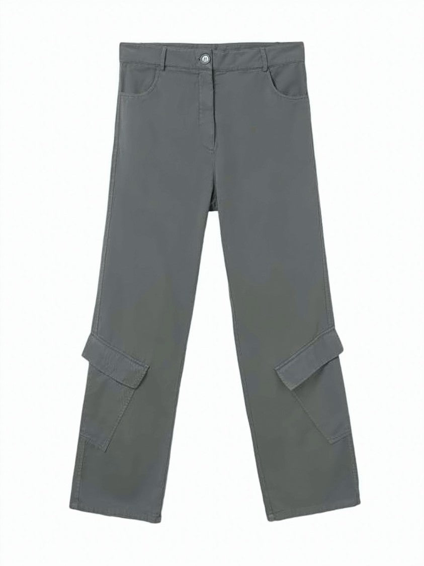 Gimaguas Mid-Rise Utilitarian Straight-Leg Pants With Flap Pockets