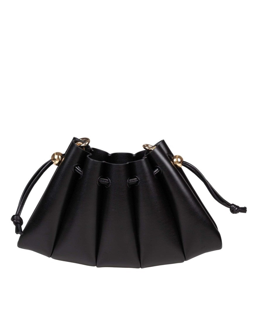 Themoirè Accordion-Design Vegan Leather Bag With Lace Closure And Gold Hardware