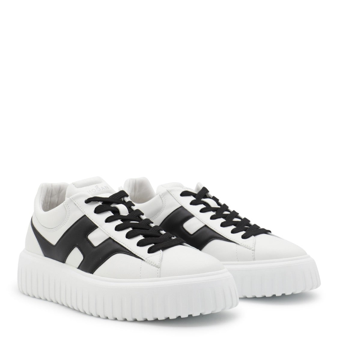 Hogan White And Black Leather Sneakers