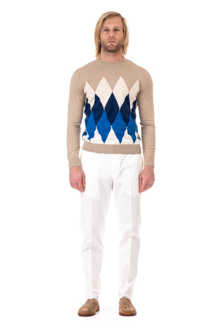 Ballantyne Diamond Cotton-Cashmere Crewneck Sweater